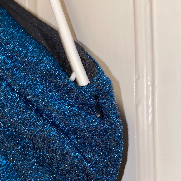 SHEIN Medium Blue Modely One Shoulder Wrap Hem Glitter Dress - Picture 7 of 12